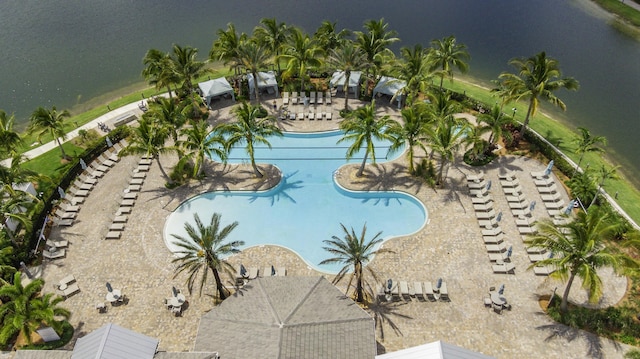 10339 SW Tetian Dr, Port Saint Lucie, FL 34987 - community pool with a patio area and a water view