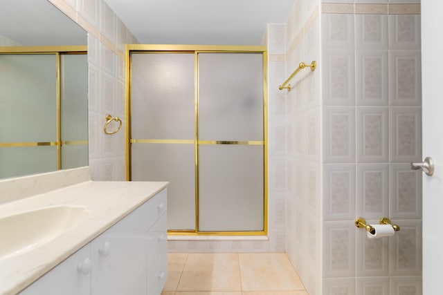 16091 Blatt Blvd Unit 302, Weston, FL 33326 - full bath featuring vanity, a shower stall, and tile patterned flooring