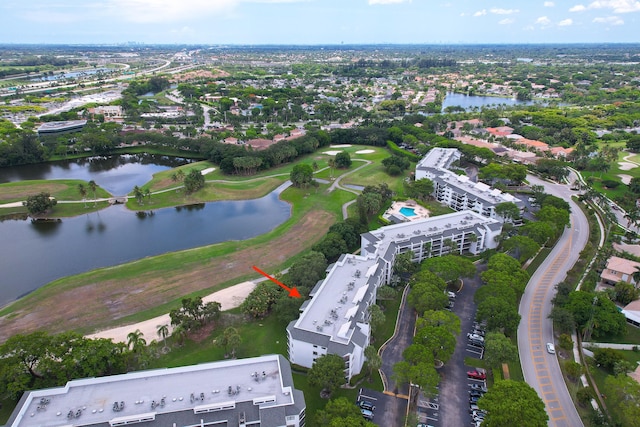 16091 Blatt Blvd Unit 302, Weston, FL 33326 - aerial view of property and surrounding area with a nearby body of water and a golf course