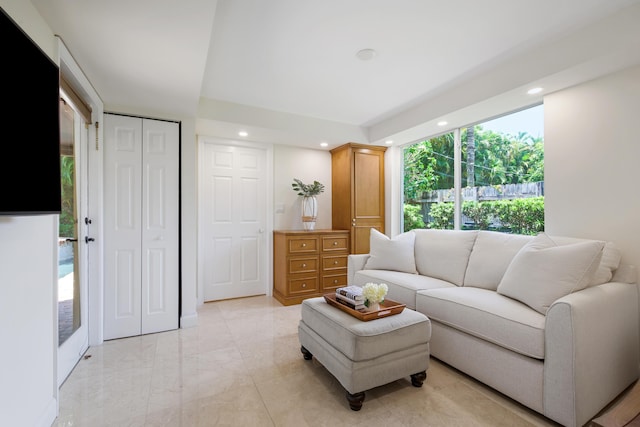 330 SE 7th Ave, Delray Beach, FL 33483 - living room with recessed lighting and light marble finish floors