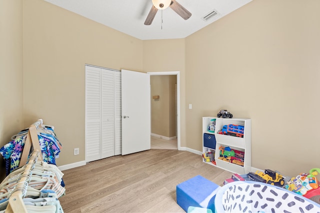 6815 NW 28th St, Margate, FL 33063 - recreation room with a ceiling fan, wood finished floors, and baseboards