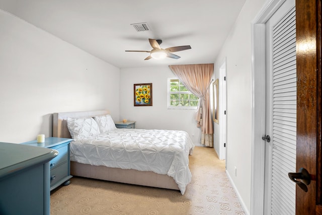 434 NW 7th Ave, Boca Raton, FL 33486 - bedroom featuring baseboards, ceiling fan, and light carpet