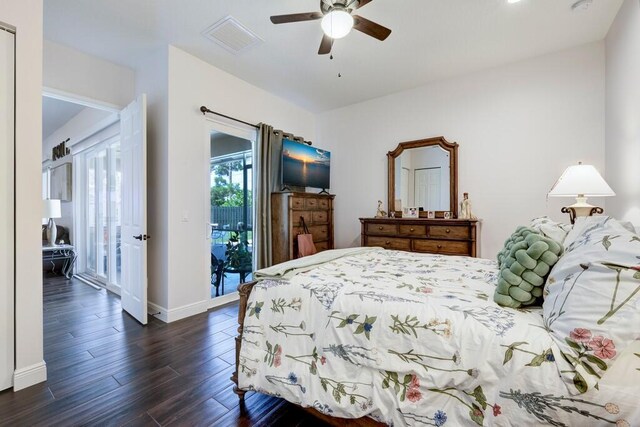 5333 SE Celestial Cir, Stuart, FL 34997 - bedroom featuring wood finished floors, a closet, recessed lighting, and ceiling fan