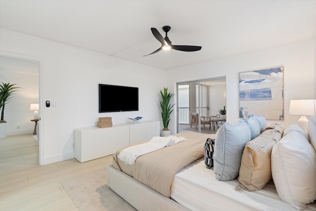 700 NE Harbour Ter Unit 3320, Boca Raton, FL 33431 - bedroom featuring ceiling fan, light wood-type flooring, and baseboards