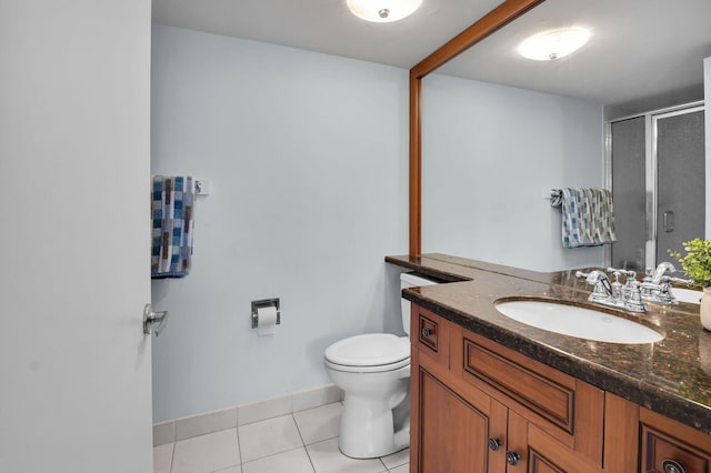 1 Harbourside Dr Unit 4506, Delray Beach, FL 33483 - full bathroom with vanity, toilet, a stall shower, tile patterned flooring, and baseboards