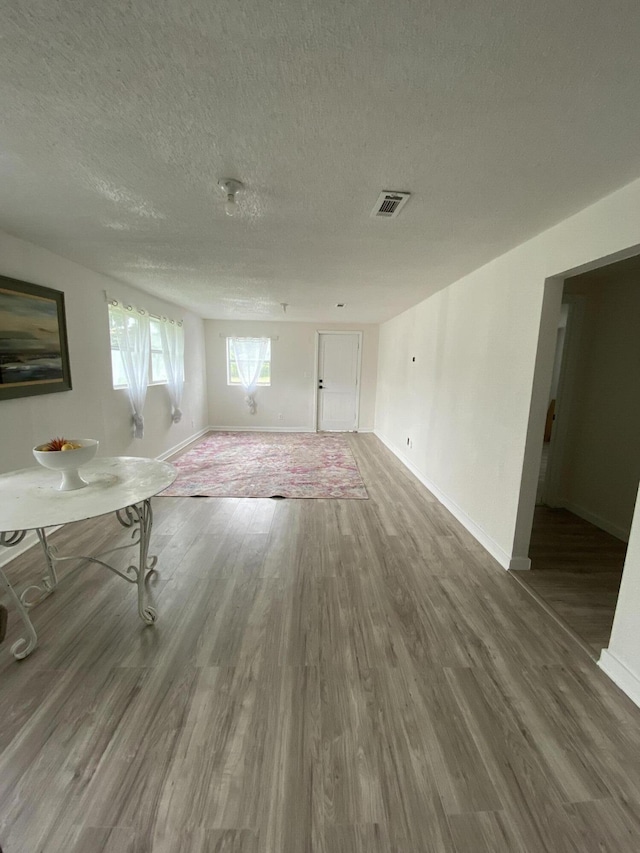 4235 Clay St, Marianna, FL 32446 - unfurnished living room featuring wood finished floors, a textured ceiling, and baseboards