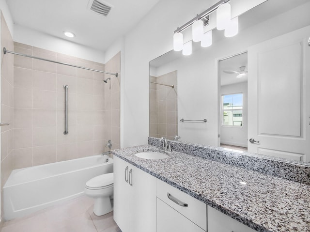 4829 Pointe Midtown Rd Unit 4829, Palm Beach Gardens, FL 33418 - bathroom with toilet, vanity, bathtub / shower combination, and tile patterned flooring