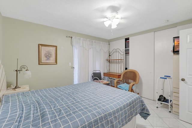 15610 NE 6th Ave NE Unit 10C, Miami, FL 33162 - bedroom with light tile patterned flooring, a closet, and a ceiling fan