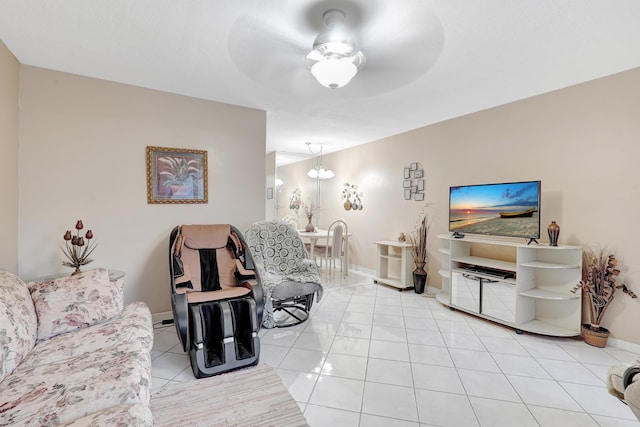 15610 NE 6th Ave NE Unit 10C, Miami, FL 33162 - living room with a ceiling fan, light tile patterned floors, and baseboards