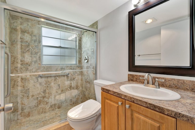 263 Preston Unit G, Boca Raton, FL 33434 - full bathroom featuring vanity, a stall shower, and toilet