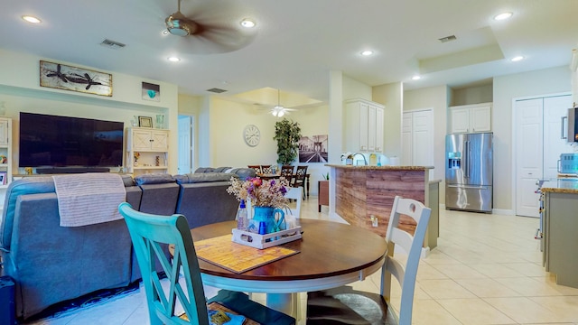 7144 Maidstone Dr, Port Saint Lucie, FL 34986 - dining space featuring ceiling fan, light tile patterned flooring, and recessed lighting