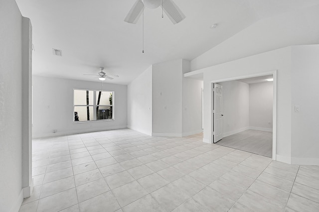 5365 NW 49th St, Coconut Creek, FL 33073 - spare room with ceiling fan, light tile patterned floors, lofted ceiling, and baseboards
