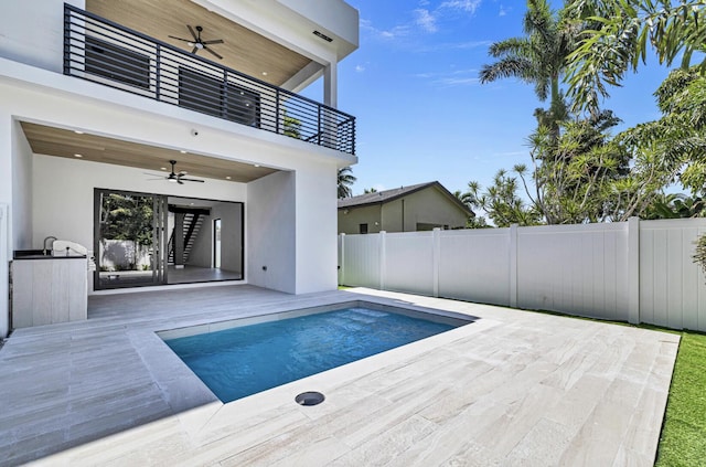 1233 NE 12th Ave Unit A, Fort Lauderdale, FL 33304 - view of swimming pool with a ceiling fan and a patio