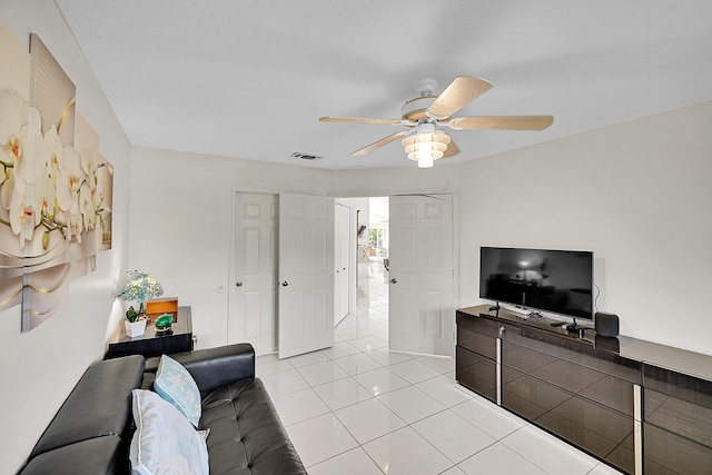 6078 Slice Ct, Boynton Beach, FL 33437 - living room with a ceiling fan and light tile patterned floors