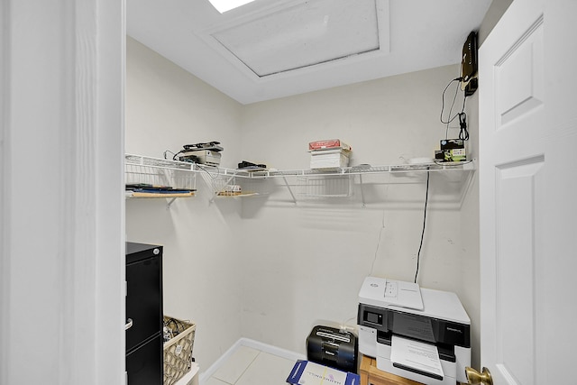 6078 Slice Ct, Boynton Beach, FL 33437 - walk in closet with attic access and tile patterned floors