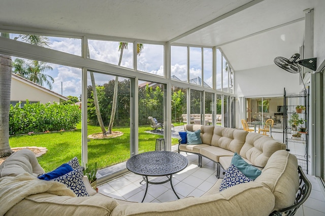 6078 Slice Ct, Boynton Beach, FL 33437 - sunroom / solarium featuring an outdoor living space and lofted ceiling