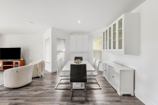 2802 Waters Edge Cir, Greenacres, FL 33413 - dining space with baseboards, dark wood-style flooring, and recessed lighting