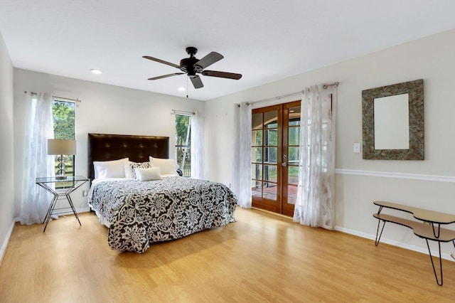 11357 Roselynn Way, Lake Worth, FL 33449 - bedroom featuring wood finished floors, baseboards, a ceiling fan, french doors, and recessed lighting
