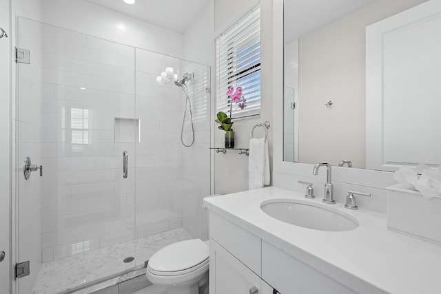 8164 SE Old Plantation Cir, Jupiter, FL 33458 - bathroom with vanity, a shower stall, and toilet