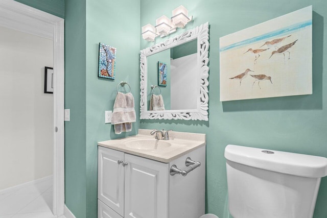 4680 Rosewood Tree Ct Unit A, Boynton Beach, FL 33436 - half bathroom with vanity, toilet, baseboards, and tile patterned flooring