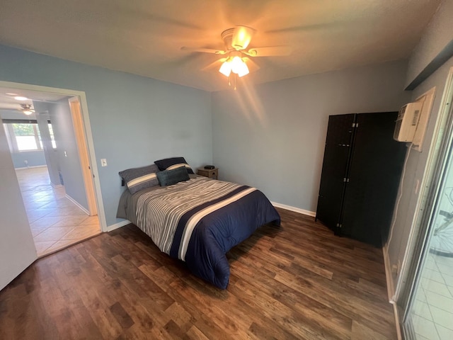 161 Dorset D, Boca Raton, FL 33434 - bedroom with wood finished floors, baseboards, and ceiling fan