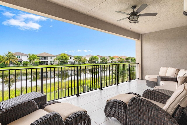 9657 Sterling Shores St, Delray Beach, FL 33446 - balcony with a residential view, a water view, and ceiling fan