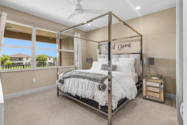 9657 Sterling Shores St, Delray Beach, FL 33446 - bedroom featuring baseboards, carpet floors, recessed lighting, and ceiling fan