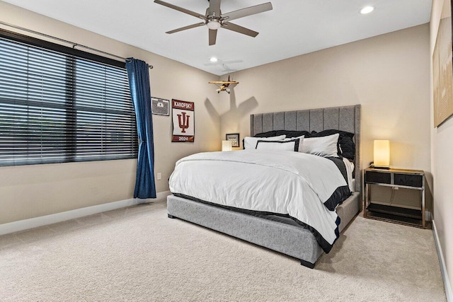 9657 Sterling Shores St, Delray Beach, FL 33446 - bedroom with carpet, recessed lighting, baseboards, and a ceiling fan
