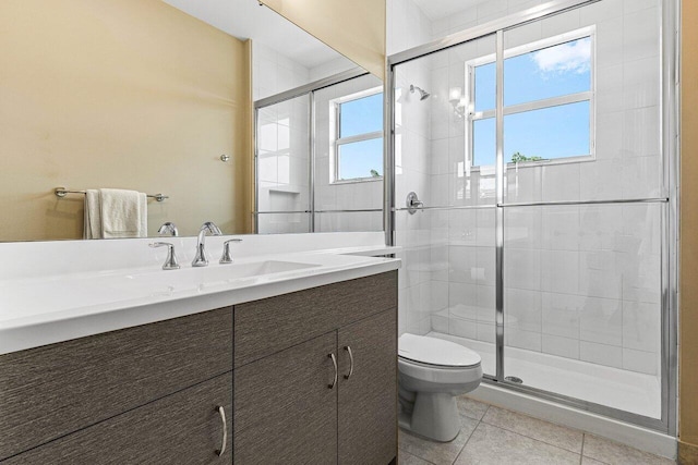 9657 Sterling Shores St, Delray Beach, FL 33446 - full bath with toilet, vanity, a shower stall, and tile patterned flooring