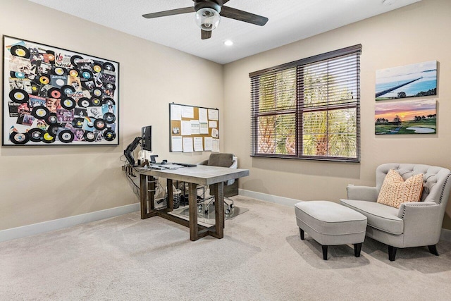 9657 Sterling Shores St, Delray Beach, FL 33446 - carpeted office space featuring ceiling fan, baseboards, and recessed lighting