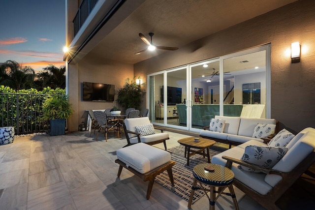 9657 Sterling Shores St, Delray Beach, FL 33446 - view of patio with an outdoor living space, a ceiling fan, and outdoor dining area