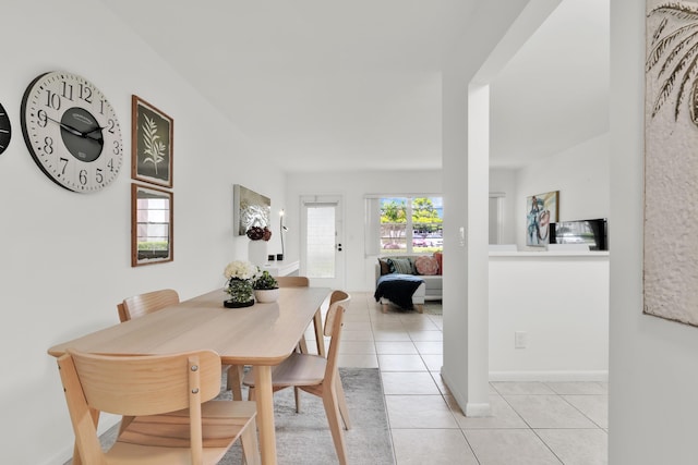 175 Fanshaw E Unit 175, Boca Raton, FL 33434 - dining room with light tile patterned floors and baseboards