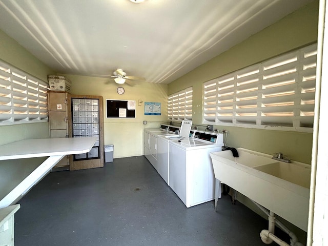 2802 Crosley Dr W Unit D, West Palm Beach, FL 33415 - shared laundry room with washer and dryer and a ceiling fan