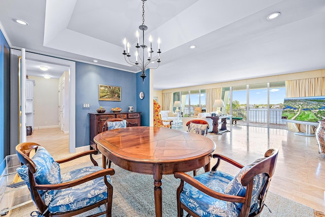 2160 Ibis Isle Rd Unit 9, Palm Beach, FL 33480 - dining area featuring a chandelier, baseboards, and recessed lighting