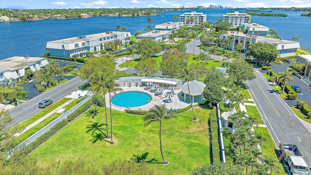 2160 Ibis Isle Rd Unit 9, Palm Beach, FL 33480 - drone / aerial view of a pool and a large body of water