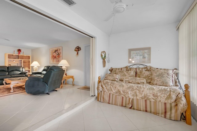 1250 Club Dr W Unit C, Delray Beach, FL 33445 - bedroom with tile patterned flooring and a ceiling fan