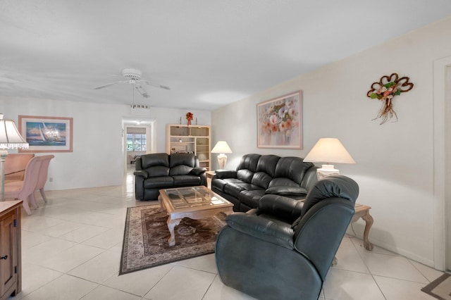 1250 Club Dr W Unit C, Delray Beach, FL 33445 - living area featuring ceiling fan and light tile patterned floors