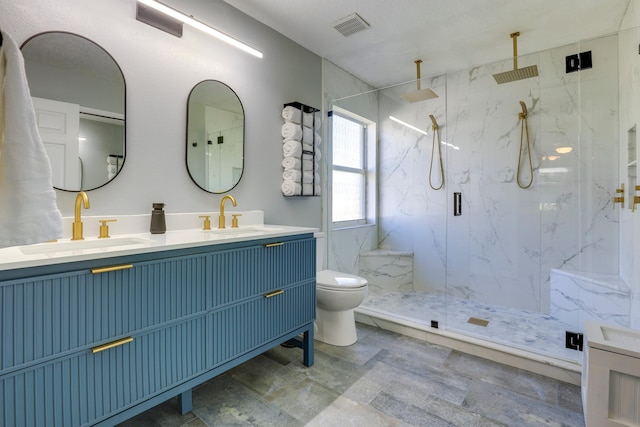 4312 SW Elaine Ct, Port Saint Lucie, FL 34953 - full bath featuring double vanity, a marble finish shower, and toilet