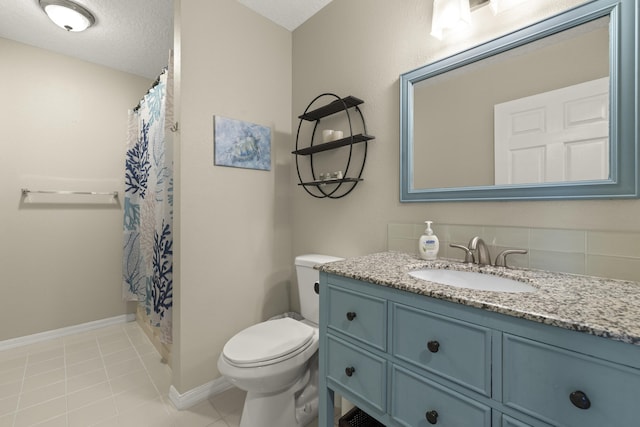 4312 SW Elaine Ct, Port Saint Lucie, FL 34953 - full bath featuring toilet, vanity, a shower with curtain, baseboards, and tile patterned floors