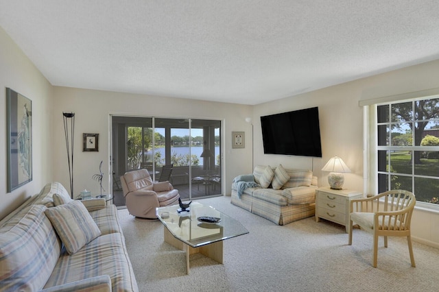 724 Nantucket Cir Unit A, Lake Worth, FL 33467 - carpeted living area featuring a textured ceiling