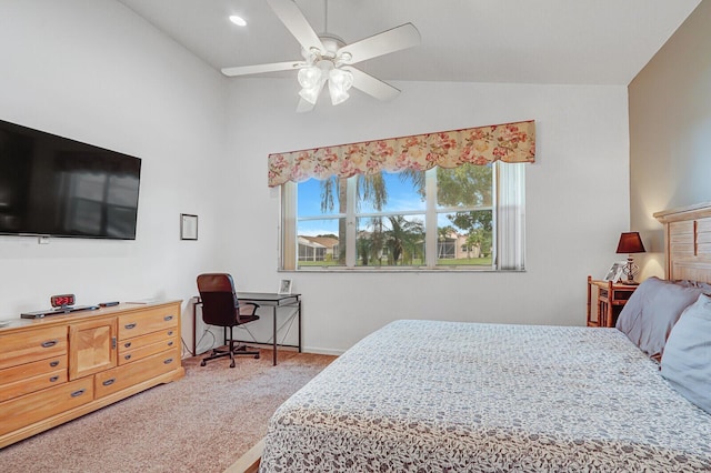 257 NW Toscane Trl, Port Saint Lucie, FL 34986 - carpeted bedroom with multiple windows, vaulted ceiling, baseboards, and ceiling fan