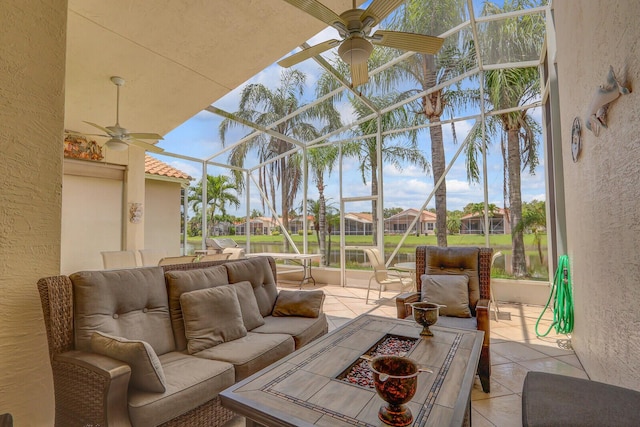 257 NW Toscane Trl, Port Saint Lucie, FL 34986 - view of patio with ceiling fan, outdoor lounge area, and glass enclosure