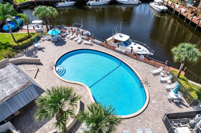 12 Royal Palm Way Unit 605, Boca Raton, FL 33432 - community pool with a water view and a patio area