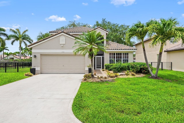 13530 Weyburne Dr, Delray Beach, FL 33446 - view of front of home featuring stucco siding, a tiled roof, driveway, and an attached garage