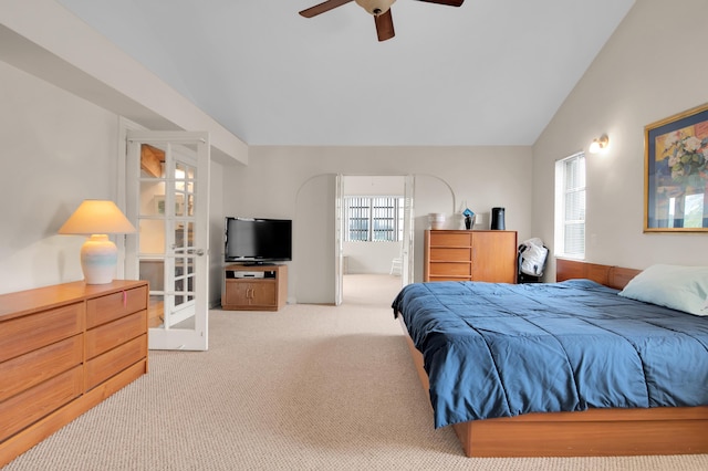 5898 Vista Linda Ln, Boca Raton, FL 33433 - bedroom featuring carpet flooring, vaulted ceiling, and ceiling fan