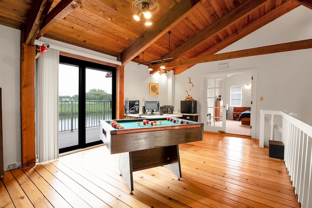 5898 Vista Linda Ln, Boca Raton, FL 33433 - playroom featuring wood ceiling, light wood finished floors, and pool table