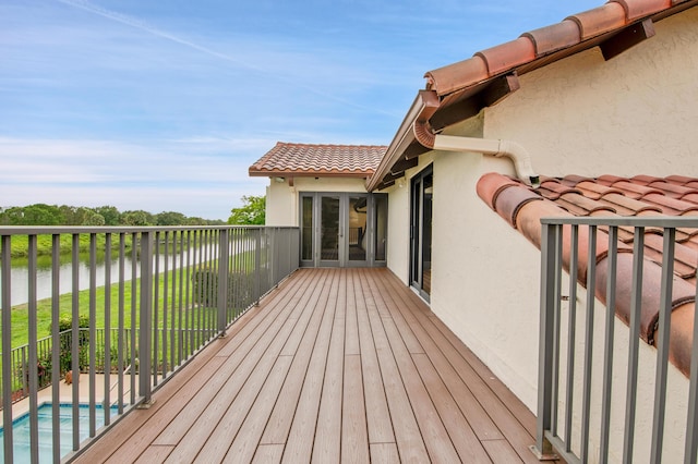 5898 Vista Linda Ln, Boca Raton, FL 33433 - deck featuring french doors and a water view
