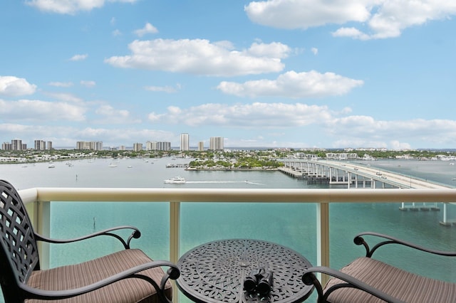 2640 Lake Shore Dr Unit 1510, Riviera Beach, FL 33404 - balcony with a view of skyline and a water view