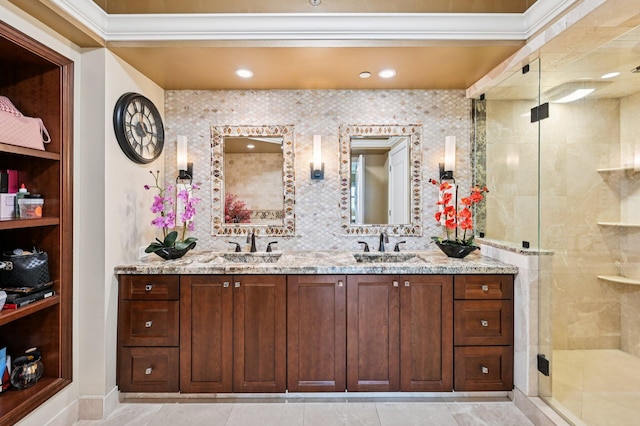 2640 Lake Shore Dr Unit 1510, Riviera Beach, FL 33404 - full bath with double vanity, a stall shower, and recessed lighting