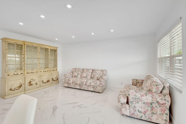20 Somerset Unit A, West Palm Beach, FL 33417 - sitting room featuring recessed lighting, marble tiled floors, and baseboards